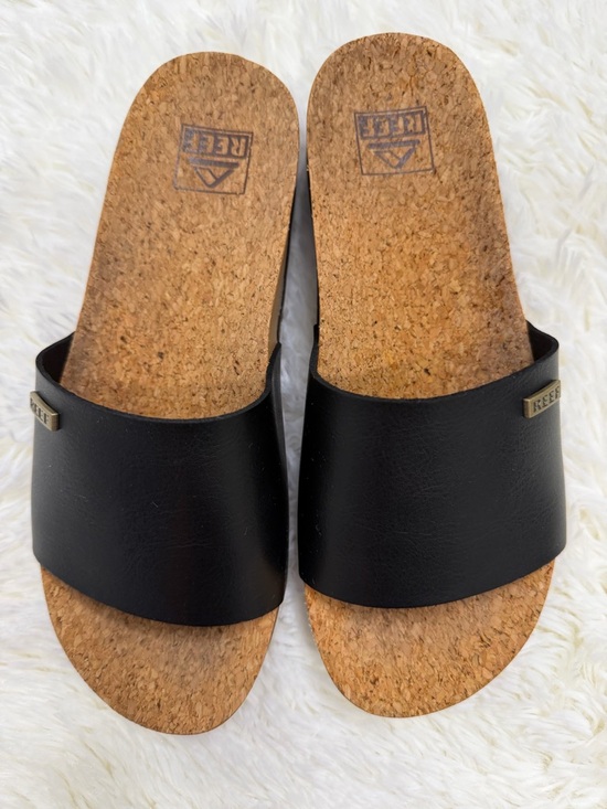 Reef Shoes - Reef | Women's 7 Cushion Scout Hi Black Faux Leather Wedge Sandals Slides Shoes